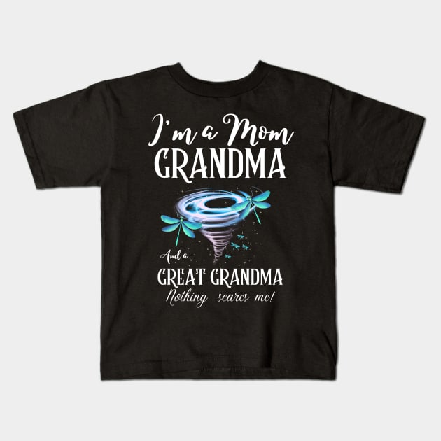 I’m A Mom Grandma And A Great Grandma Nothing Scares Me Cute Dragonflies Kids T-Shirt by JustBeSatisfied